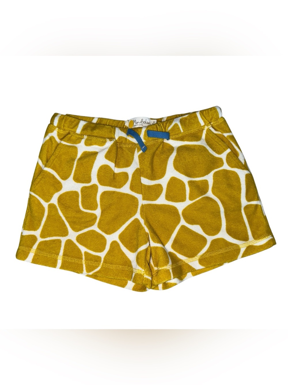 Mini Boden 9y Giraffe Print Toweling Shorts